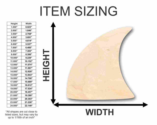 Unfinished Wood Shark Fin Shape - Ocean - Beach - Nursery - Craft - up to 46" DIY