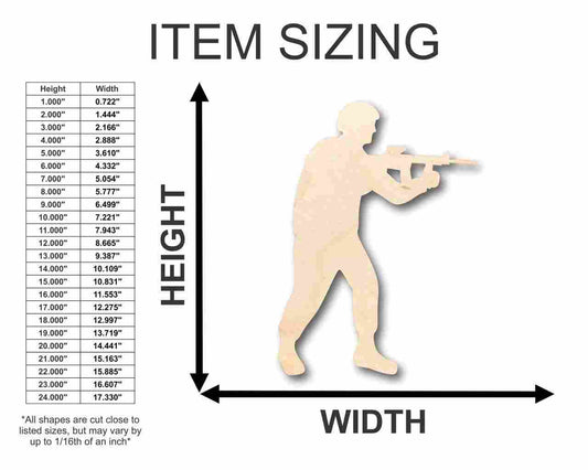 Unfinished Wood Soldier Shape - Army - Marines - Military - Craft - up to 46" DIY