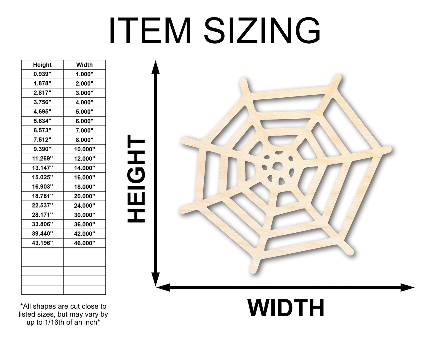 Unfinished Wood Spider Web Shape - Insect - Animal - Wildlife - Craft - up to 46" DIY