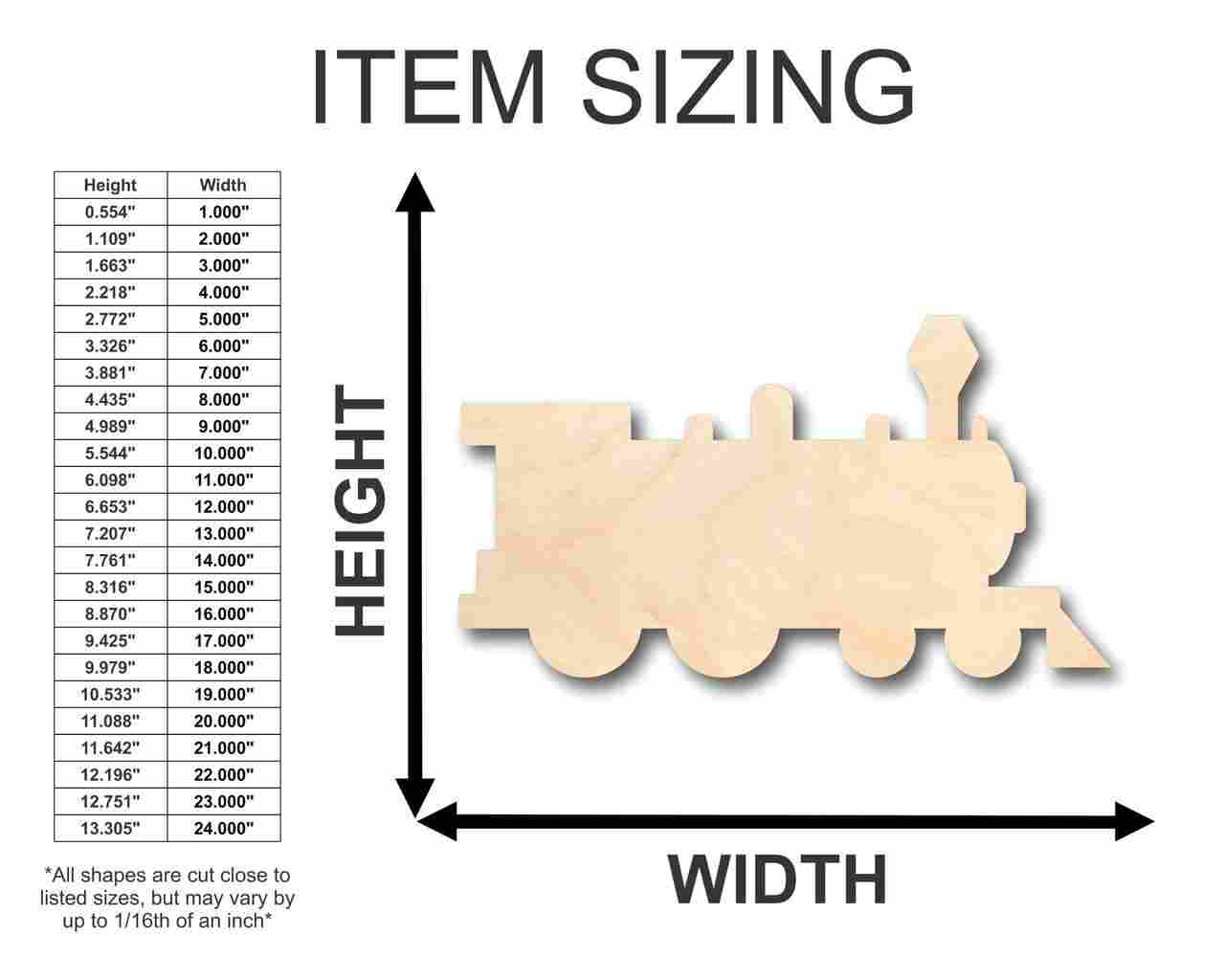 Unfinished Wood Train Shape - Craft - up to 46" DIY