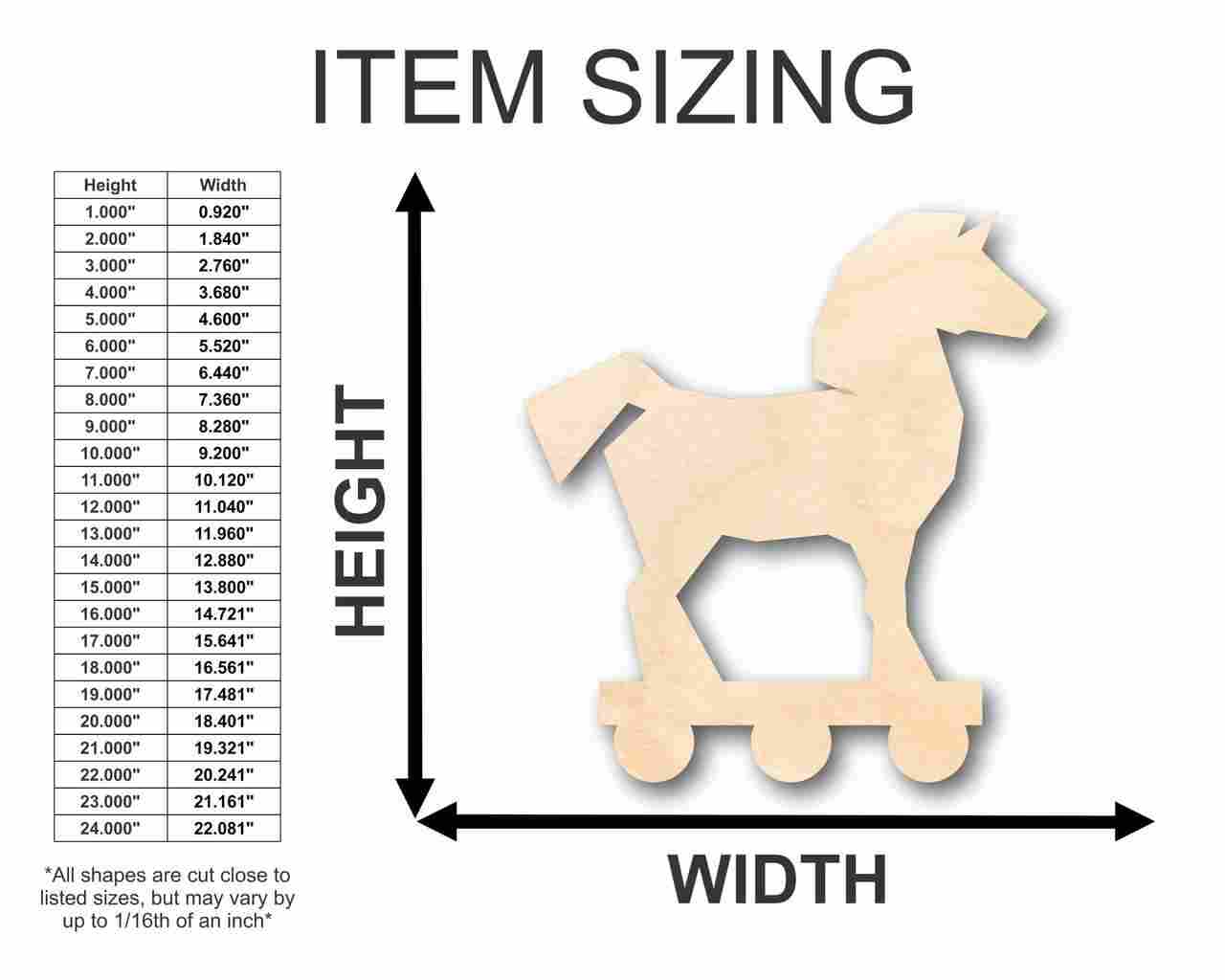 Unfinished Wood Trojan Horse Shape - Toy - Greek History - Craft - up to 46" DIY