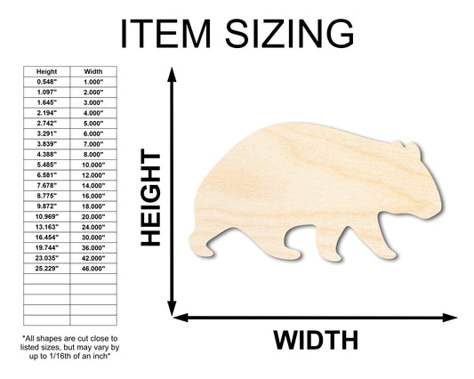 Unfinished Wood Wombat Shape - Craft - up to 46" DIY