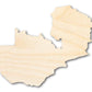 Unfinished Wood Zambia Country Shape - Southern Africa Craft - up to 46" DIY
