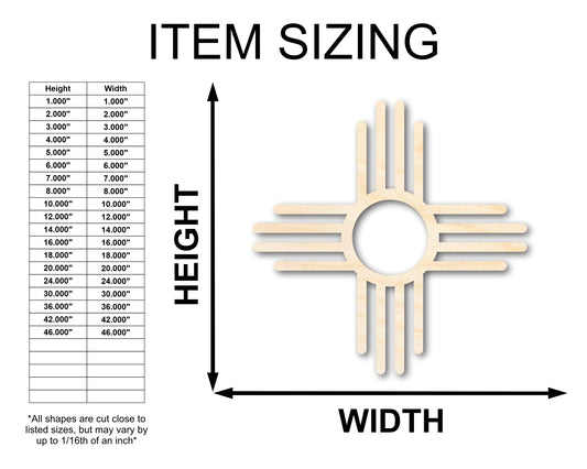 Unfinished Wood Zia Shape - Craft - up to 46" DIY