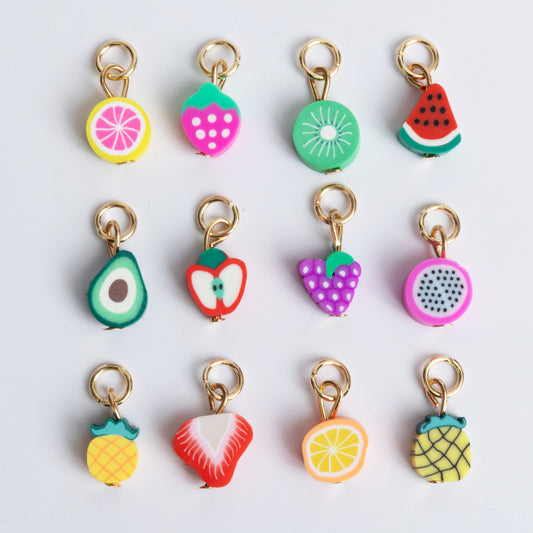 Fresh Picked Fruit Charm Set Polymer Fruit Slice Charms Set of 12