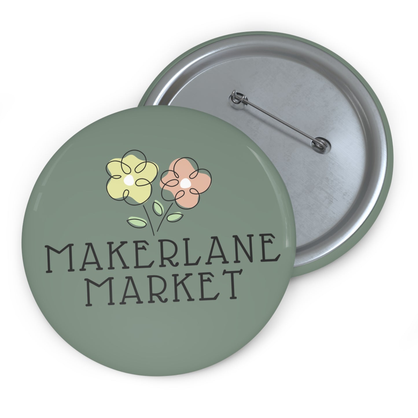 Makerlane Market Floral Logo Pin Button  - 3 Sizes