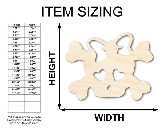Unfinished Wood Girl Skull Shape | Craft Cutout | up to 46" DIY