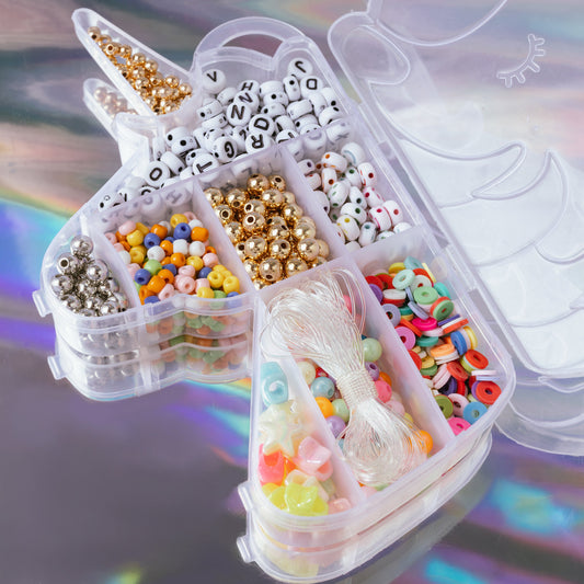 Mystical Unicorn Classic Alphabet Letter Bead with Rainbow Beads Stretchy Bracelet DIY Box