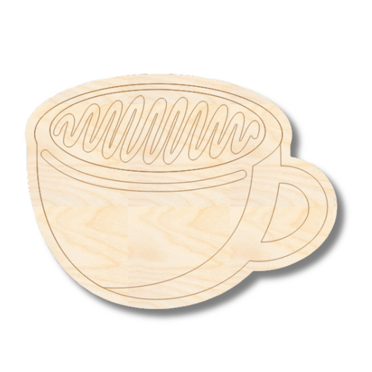 Unfinished Wood Etched Chai Tea Shape | Paint By Line Crafts | up to 30" DIY