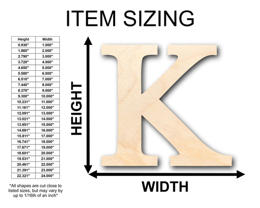 Unfinished Wood Bold Kappa Shape - Craft - up to 46" DIY