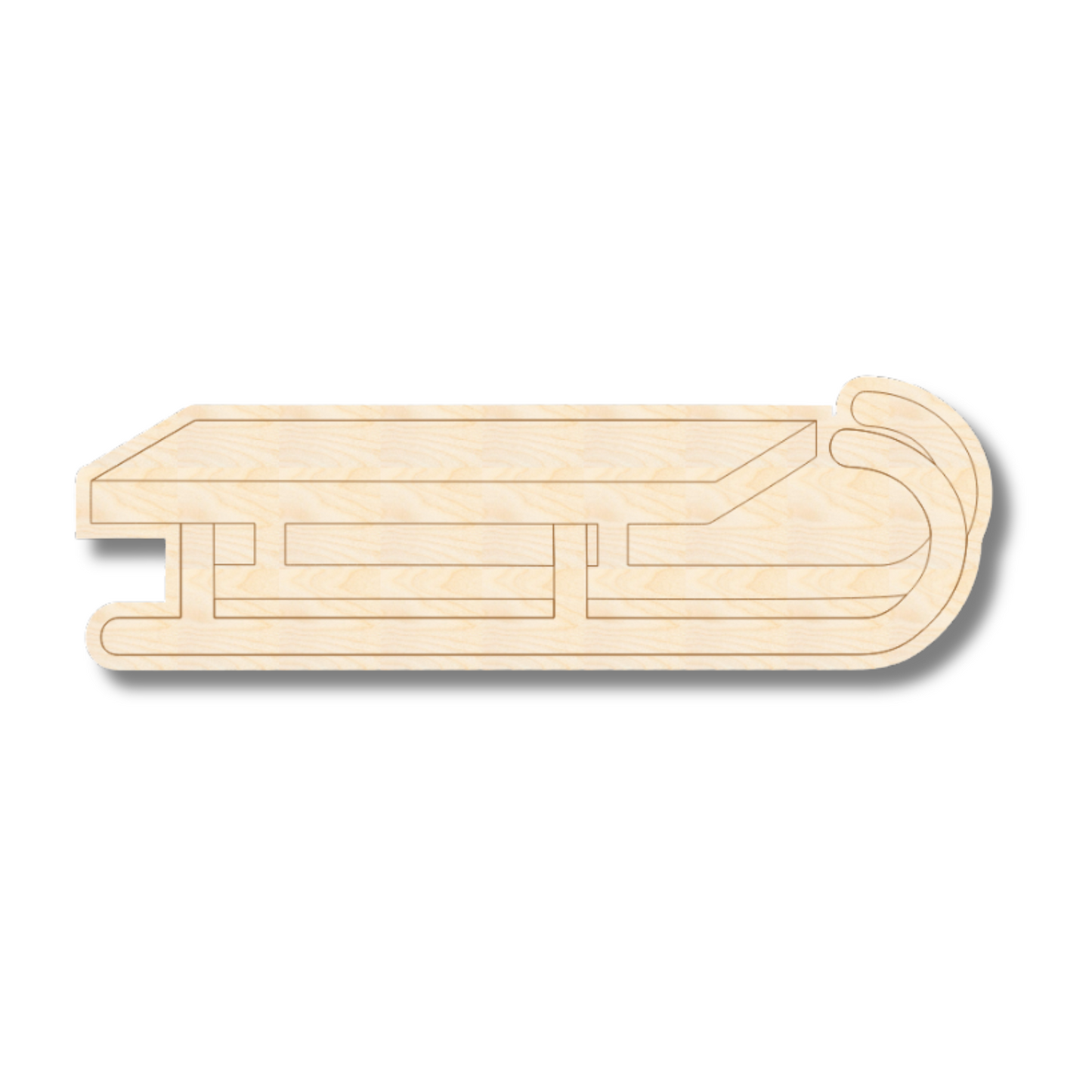 Unfinished Wood Etched Sled Shape | Paint By Line Crafts | up to 30" DIY