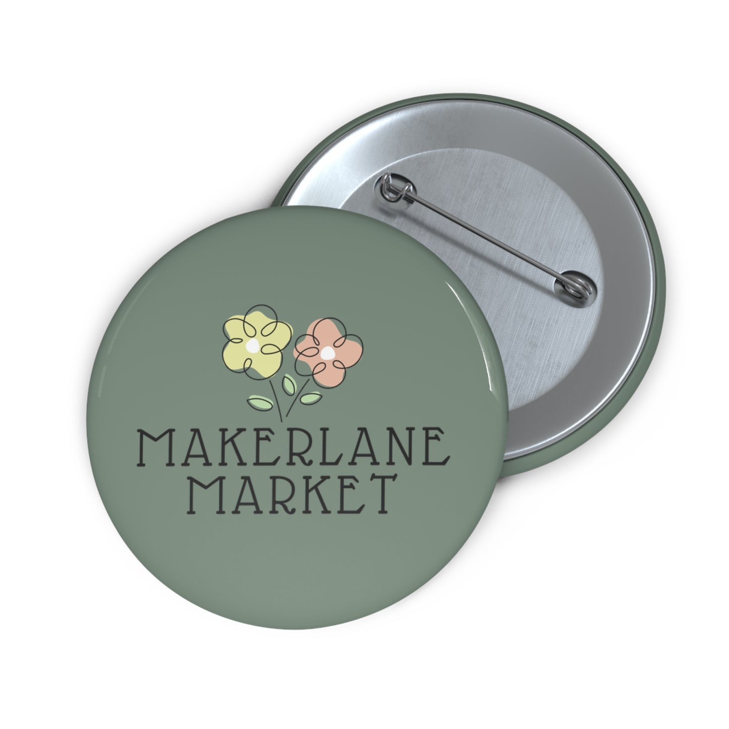 Makerlane Market Floral Logo Pin Button  - 3 Sizes