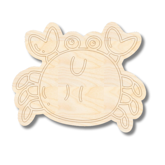 Unfinished Wood Etched Crab Shape | Paint By Line Crafts | up to 30" DIY