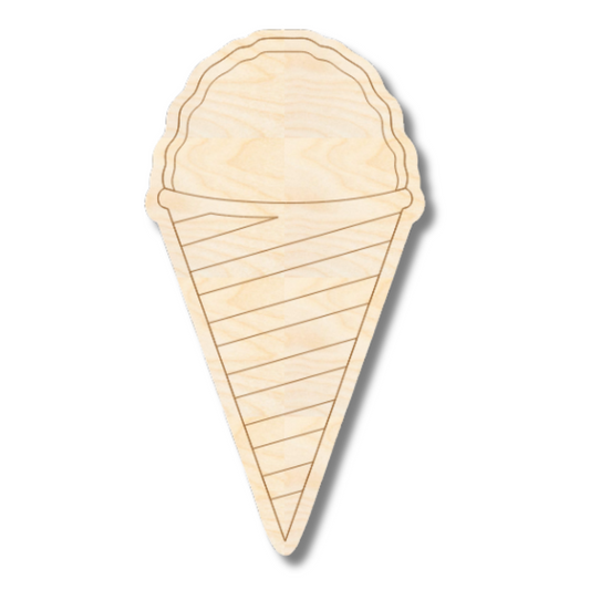 Unfinished Wood Etched Snow Cone Shape | Paint By Line Crafts | up to 30" DIY