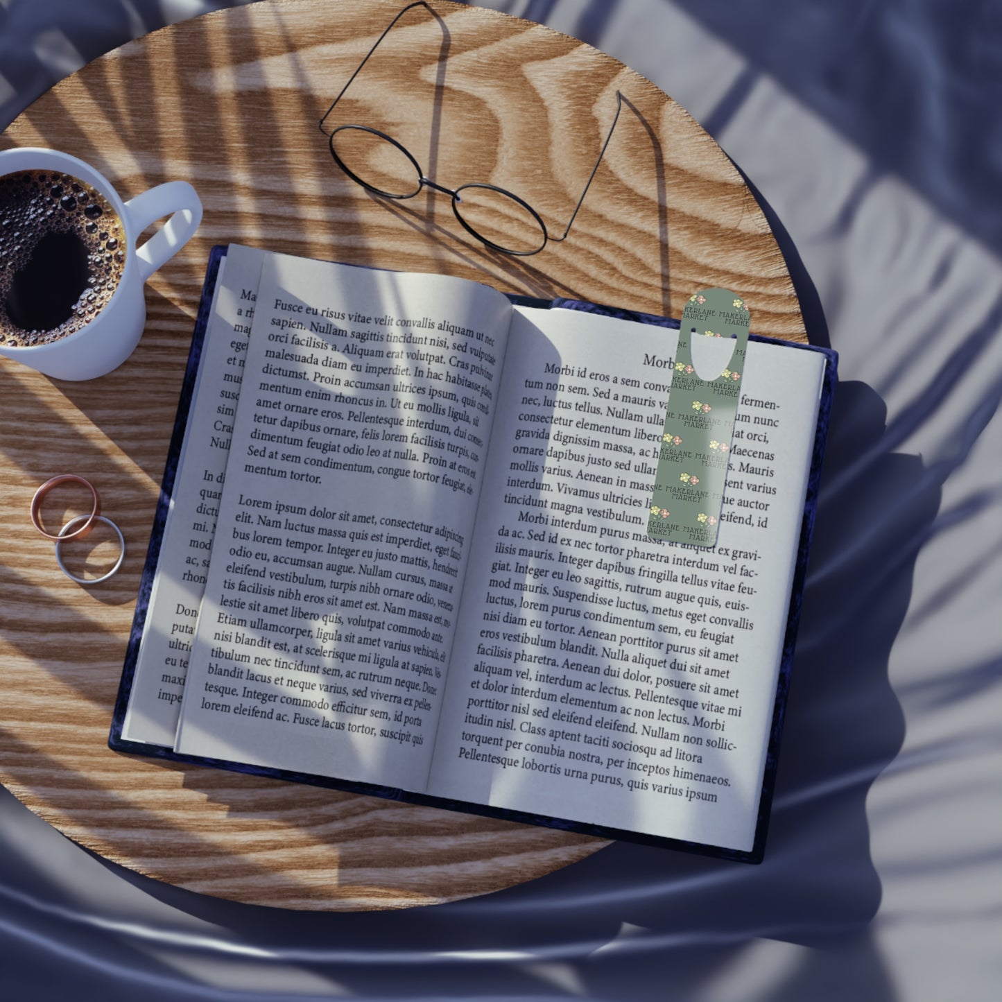 Makerlane Market Metal Bookmark — Green Patterned Page Marker