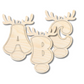 Unfinished Wood Layered Letter and Number Reindeer Ornaments | A-Z | 0-9 | 3 Piece | 6" Tall | 1/8" Wood | Wood Craft DIY