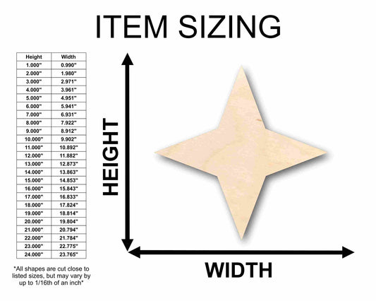 Unfinished Wood 4 Point Star Silhouette - Craft- up to 46" DIY