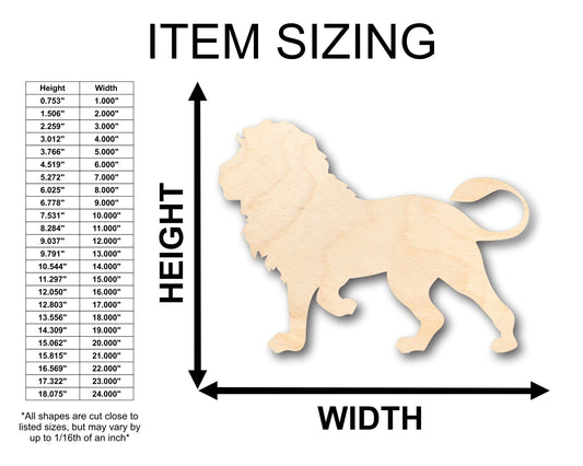 Unfinished Wood Lion Shape - Africa - Craft - up to 46" DIY