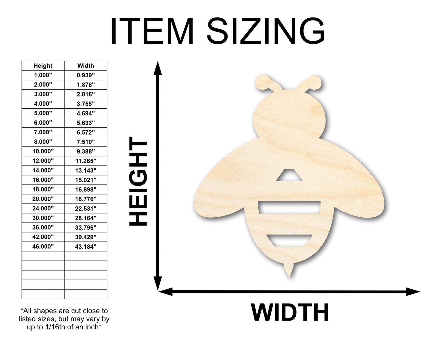 Unfinished Wood Bumble Bee Silhouette - Animal Craft - up to 46" DIY