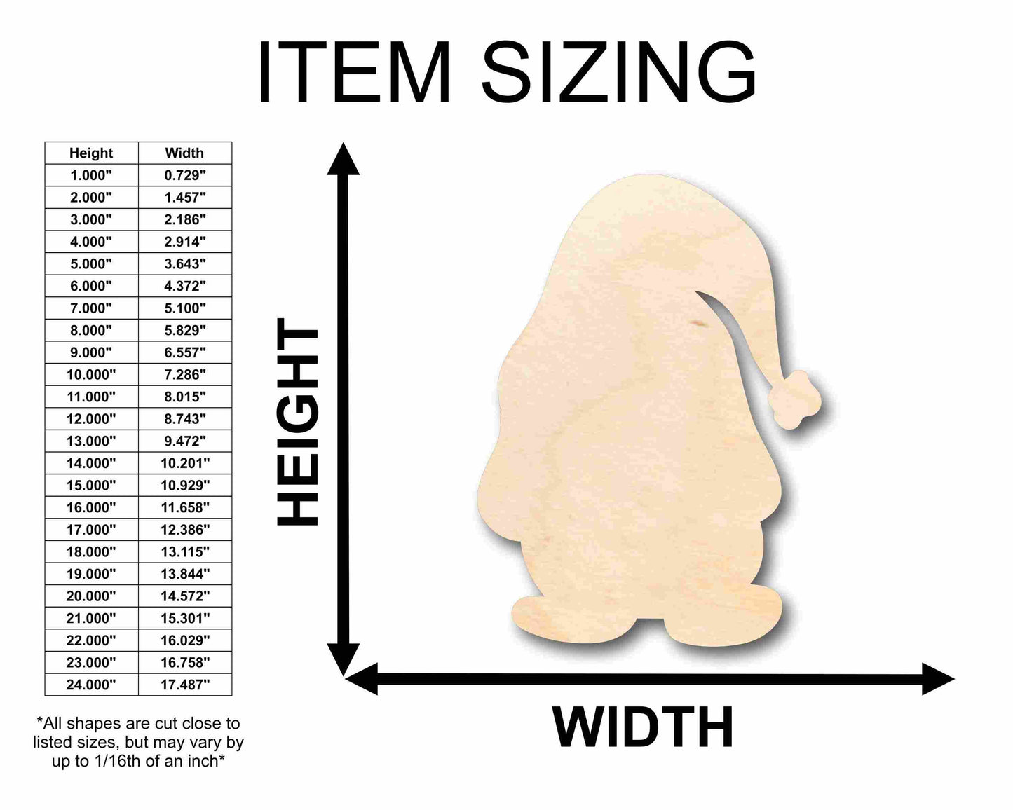 Unfinished Wood Christmas Gnome Silhouette - Craft- up to 46" DIY
