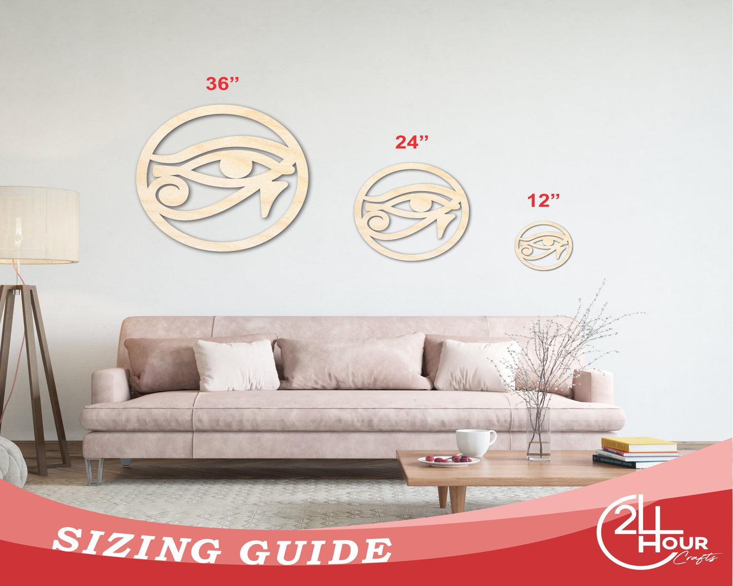 Unfinished Wood Eye of Ra Shape | Egyptian Hieroglyph Silhouette | Craft Cutout | up to 46" DIY
