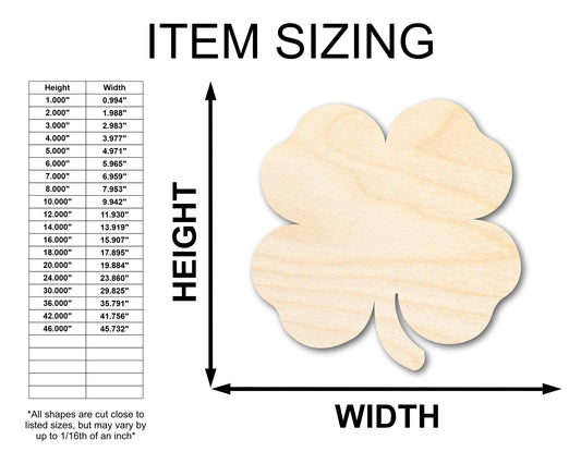 Unfinished Wood Cute Four Leaf Clover Shape - Craft - up to 46" DIY