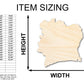 Unfinished Wood Cote d'Ivoire Country Shape - Ivory Coast West Africa Craft - up to 46" DIY