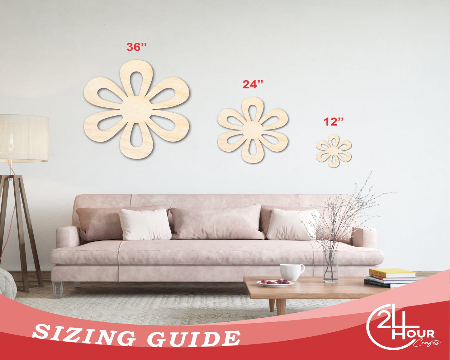 Unfinished Wood Daisy Shape - Flower Craft - up to 46" DIY