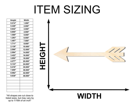 Unfinished Wood Decorative Arrow Shape | Craft Cutout | up to 46" DIY
