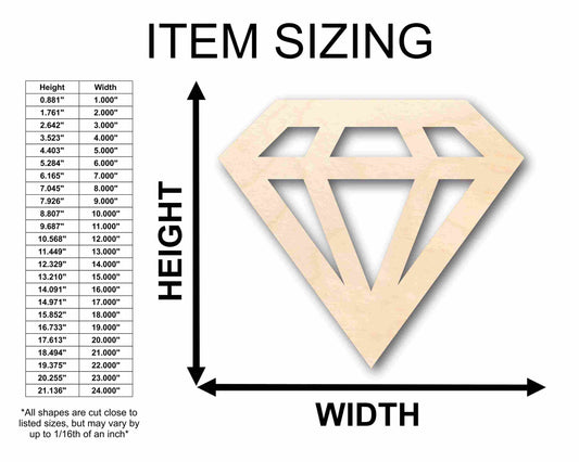 Unfinished Wood Diamond Silhouette - Craft- up to 46" DIY
