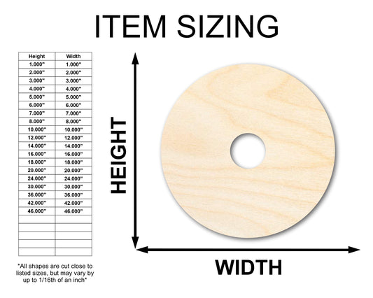 Unfinished Wood Donut Shape - Food Craft - up to 46" DIY