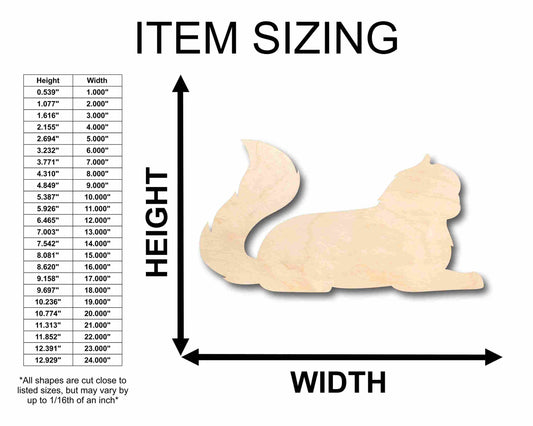 Unfinished Wood Fluffy Cat Silhouette - Craft- up to 46" DIY