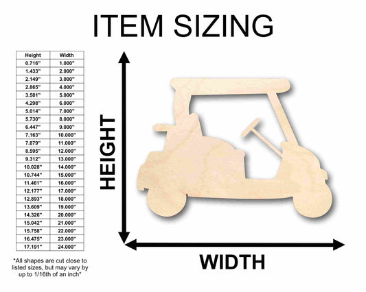 Unfinished Wood Golf Cart Silhouette - Craft- up to 46" DIY