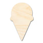 Unfinished Wood Ice Cream Cone Silhouette | Single Scoop | Craft Cutout | up to 46" DIY