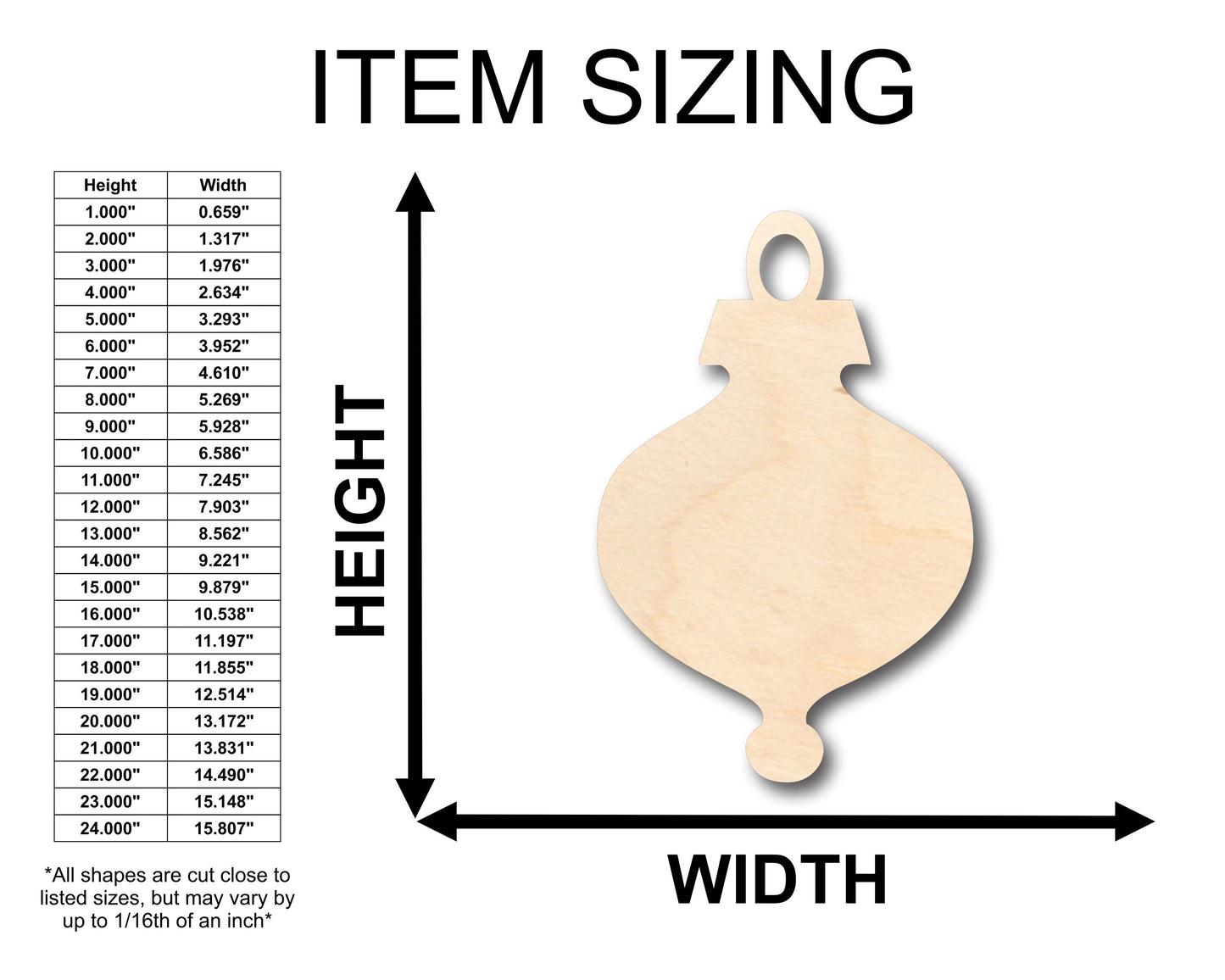Unfinished Wood Christmas Ornament Bulb Shape- Craft - up to 46" DIY