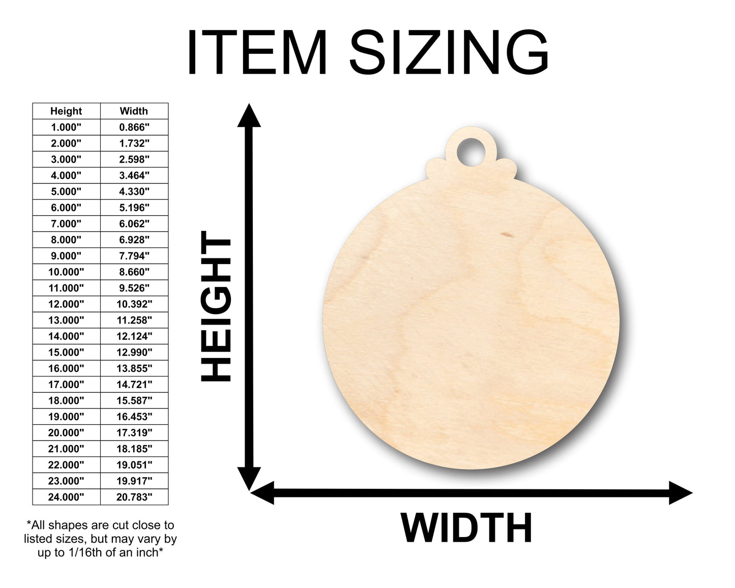 Unfinished Wood Christmas Ornament Shape - Craft - up to 46" DIY