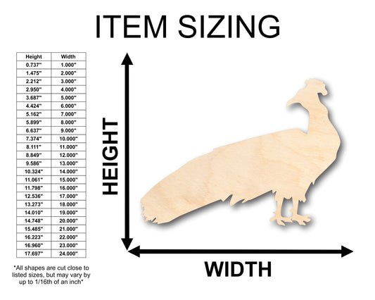 Unfinished Wood Peacock Jungle Wildlife Shape - Craft - up to 46" DIY