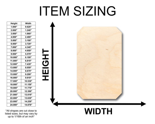 Unfinished Wood Rectangle Gem Shape - Craft - up to 46" DIY