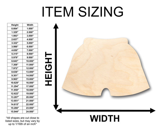 Unfinished Wood Shorts Swim Trunks Shape - Craft - up to 46" DIY
