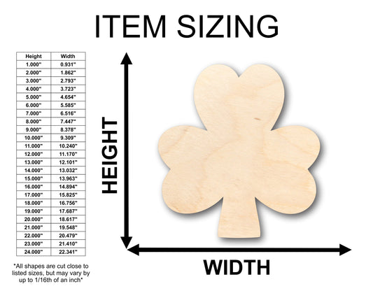 Unfinished Wood Simple Shamrock Shape - Craft - up to 46" DIY