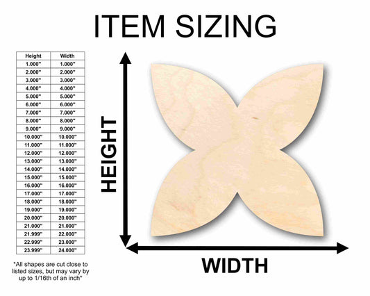 Unfinished Wood Star Flower Petals Silhouette - Craft- up to 46" DIY