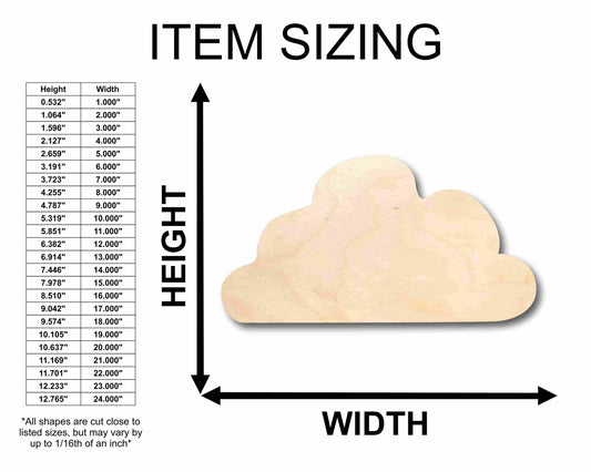 Unfinished Wood Storm Cloud Silhouette - Craft- up to 46" DIY
