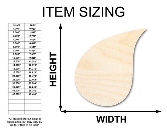 Unfinished Wood Rain Drop Silhouette - Weather Craft - up to 46" DIY
