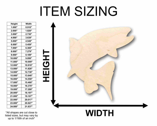 Unfinished Wood Trout Salmon Fish Silhouette - Craft- up to 46" DIY