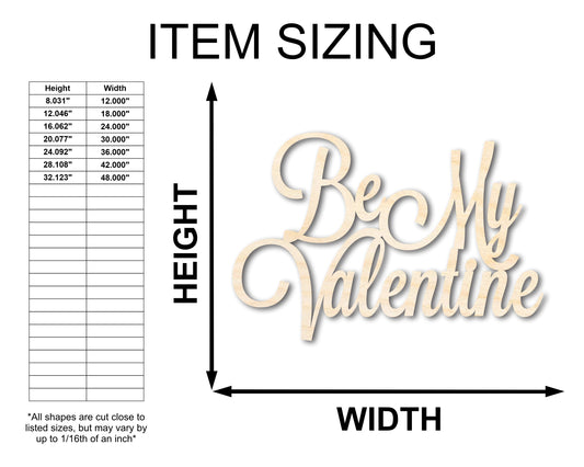 Unfinished Wood Be My Valentine Shape - Word Craft - up to 46"