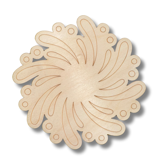 Unfinished Wood Etched Swirl Firework Shape | Paint By Line Crafts | up to 30" DIY