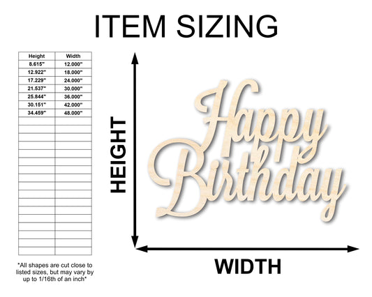 Unfinished Wood Happy Birthday Shape - Word Craft - up to 46"