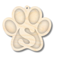Unfinished Wood Layered Letter Paw Print Tags | A-Z | 2 Piece | 5" Wide | 1/8" Wood | Wood Craft DIY