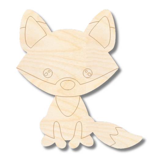 Unfinished Wood Etched Fox Shape | Paint By Line Crafts | up to 30" DIY