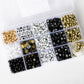 Number Astrology Zodiac Symbol Metallic Gold and Black Letter Bead Kit Box
